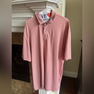 Red and white Oxford golf shirt